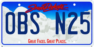 SD license plate 0BSN25