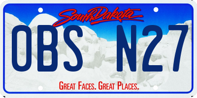 SD license plate 0BSN27