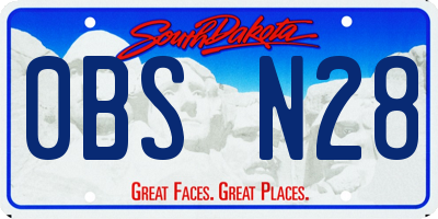 SD license plate 0BSN28