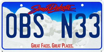 SD license plate 0BSN33