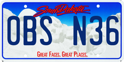 SD license plate 0BSN36