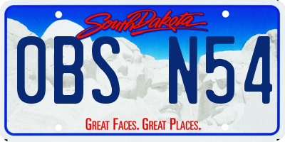 SD license plate 0BSN54