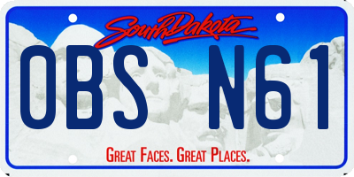 SD license plate 0BSN61