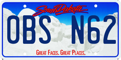 SD license plate 0BSN62