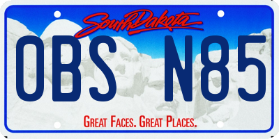 SD license plate 0BSN85