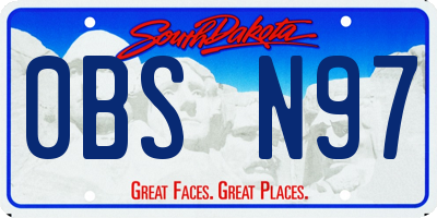 SD license plate 0BSN97