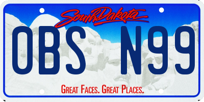 SD license plate 0BSN99