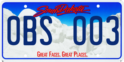 SD license plate 0BSO03