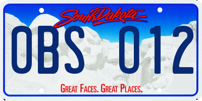 SD license plate 0BSO12