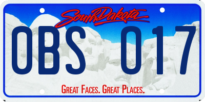 SD license plate 0BSO17