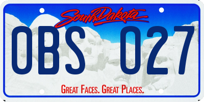 SD license plate 0BSO27