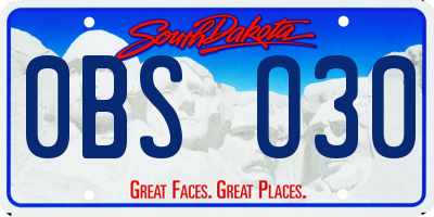 SD license plate 0BSO30