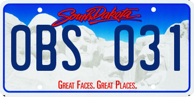 SD license plate 0BSO31