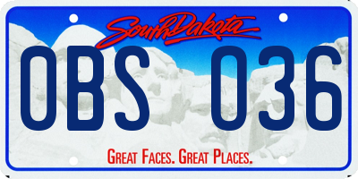 SD license plate 0BSO36