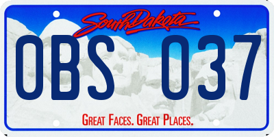 SD license plate 0BSO37
