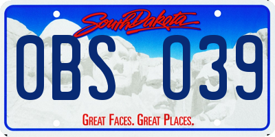 SD license plate 0BSO39