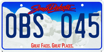 SD license plate 0BSO45