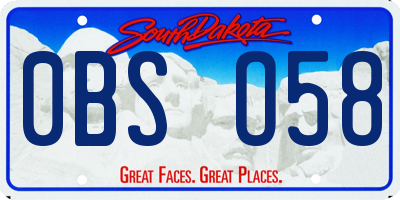 SD license plate 0BSO58