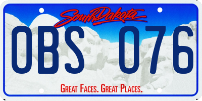 SD license plate 0BSO76