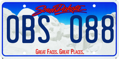 SD license plate 0BSO88