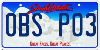SD license plate 0BSP03
