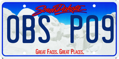 SD license plate 0BSP09