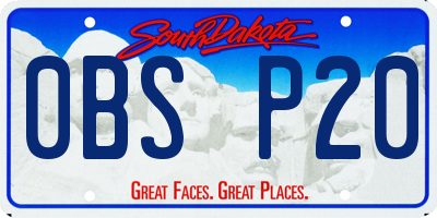 SD license plate 0BSP20