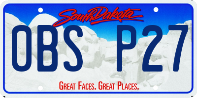 SD license plate 0BSP27