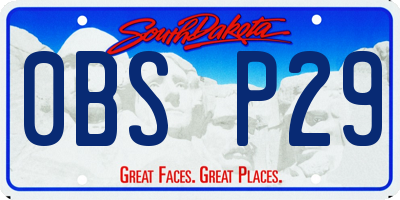 SD license plate 0BSP29