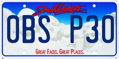 SD license plate 0BSP30