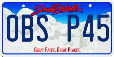 SD license plate 0BSP45