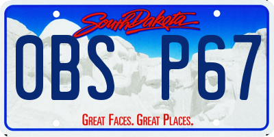 SD license plate 0BSP67