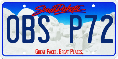 SD license plate 0BSP72