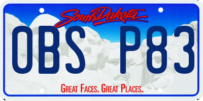 SD license plate 0BSP83