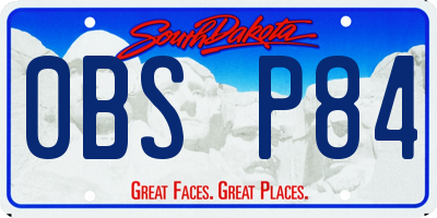 SD license plate 0BSP84