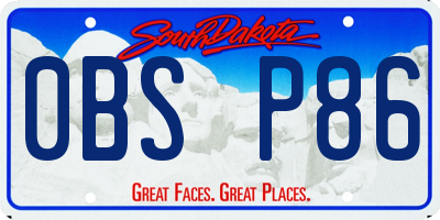SD license plate 0BSP86