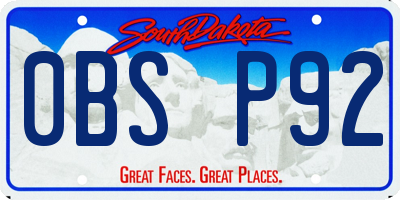 SD license plate 0BSP92