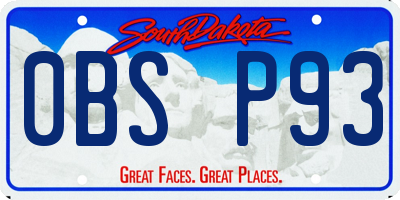 SD license plate 0BSP93