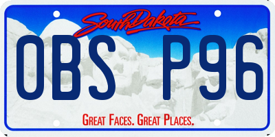 SD license plate 0BSP96