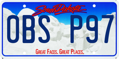 SD license plate 0BSP97