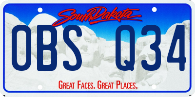 SD license plate 0BSQ34
