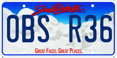SD license plate 0BSR36