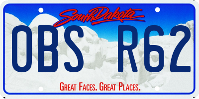 SD license plate 0BSR62
