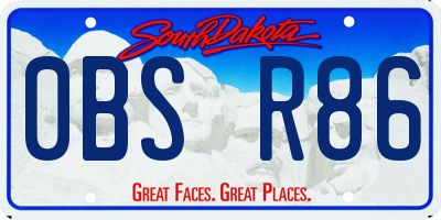 SD license plate 0BSR86