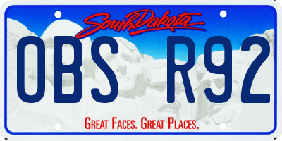 SD license plate 0BSR92
