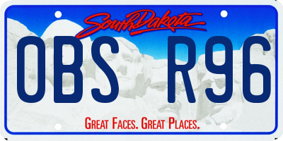 SD license plate 0BSR96