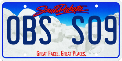 SD license plate 0BSS09