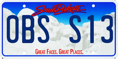 SD license plate 0BSS13