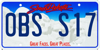 SD license plate 0BSS17