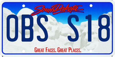 SD license plate 0BSS18